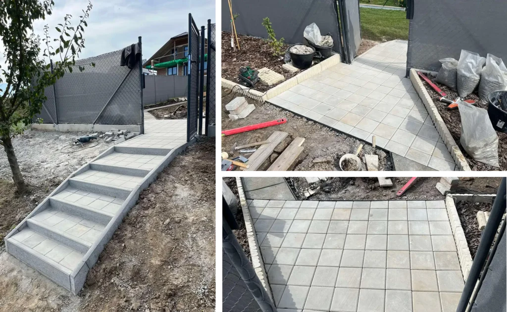 Schody a chodníček ze zámkové dlažby