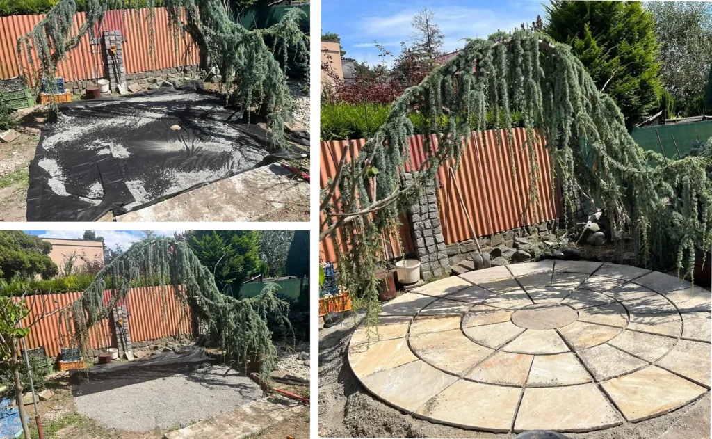 Tvorba betonové kulaté plochy pro posezení Šternberk